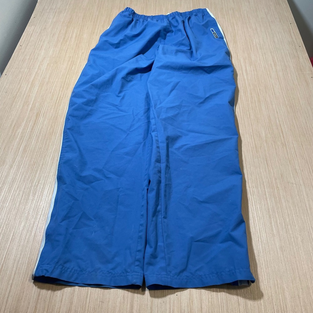 Reebok Track Pants Women Blue White Side Stripe Elastic Waist Athletic